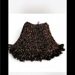 Nwt Betsey Johnson kids‎ Black Multi-Color Fringe Mini Skirt